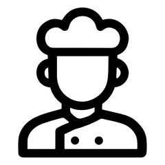 Poster - Simple Outline Chef Man with Hat and Uniform Avatar Icon