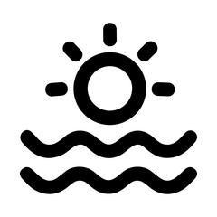Poster - Simple Line Sunrise Over Water Wave Icon Design Element