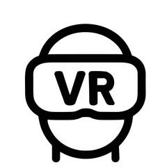 Poster - Simple Outline Person Wearing VR Headset Device Technology Icon