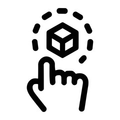 Fototapete - Outline Simple Click on Cube Object with Dotted Line Icon