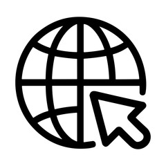 Poster - Thin Line Style Simple Global Internet with Arrow Cursor Icon