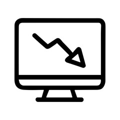 Poster - Outline Stroke Downward Arrow on Monitor Business Decline Chart Icon