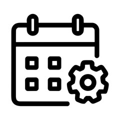 Poster - Simple Line Art Calendar with Gear Setting Outline Icon Illustration