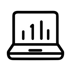 Poster - Simple Outline Laptop Diagram Statistics Bar Chart Data Icon Illustration