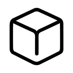 Poster - Simple Outline Cube Geometric Shape Element Icon Design