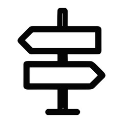 Poster - Simple Handdrawn Signpost with Two Blank Arrow Sign Directional Icon