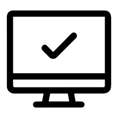 Fototapete - Simple Outline Computer Screen Check Mark Symbol Icon Element
