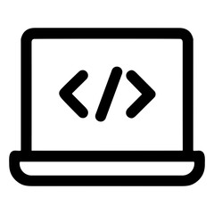 Fototapete - Minimalist Outline Laptop Coding Sign Symbol for Website and Application Icon