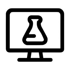 Poster - Simple Line Icon of Computer Displaying Laboratory Glass Beaker