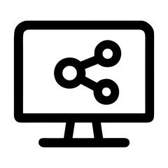 Poster - Line Art Computer Screen with Network Share Symbol Icon Sign