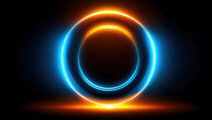 Poster - Two concentric glowing circles in vibrant blue and orange.