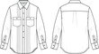 © Biplob Creatives - long sleeve button up shirt cad flat vector illustration with front and back view fashion technical drawing detailed template