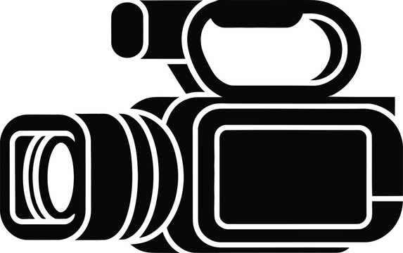 A black logotype camcorder silhouette design on white background
