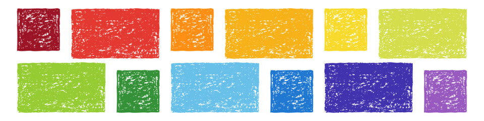 Wall Mural - Set of Design Elements Hand-drawn Templates Rectangles of Different Colors Isolated on White Backdrop. Style of Children's Drawing.