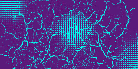 Aufkleber - Abstract Sports Background with Blue and Purple Brush Texture and Halftone Effect. Grunge Background for Banner or Poster Design