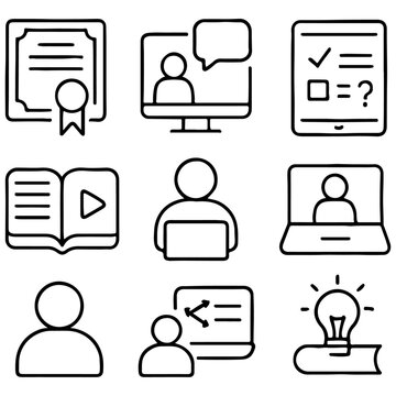 A set of black social network icons for web and mobile communication, representing internet technology and business on computer and phone screens