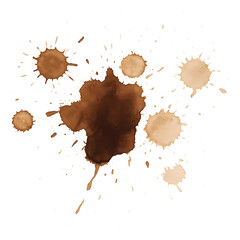Poster - Coffee Stain Splatter Collection on Transparent Backdrop for Creative Graphic Projects