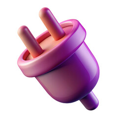 Poster - Glossy 3d rendered electric plug in pink and purple with a black background