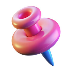 Poster - Glossy gradient 3d push pin illustration against a black background for digital design