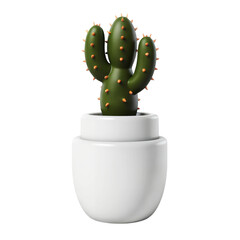 Poster - A cartoon cactus with orange spikes in a white pot against a isolated background on transparent background