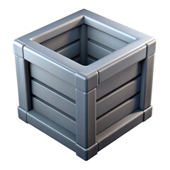 Poster - Isometric 3d rendering of a simple silver wooden crate isolated on a black background