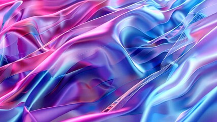 Poster - Vibrant fabric undulates softly, revealing a stunning interplay of pink and blue shades that create a mesmerizing visual effect
