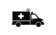 © Roohdesign - Urgent medical response ambulance icon speeding to emergency situations showcasing healthcare services and immediate patient care solutions