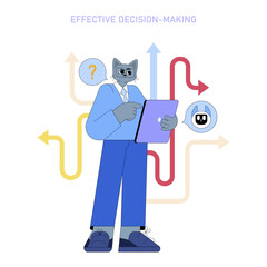 Poster - AI For Top Managers In Mid Sized Businesses. Flat Vector Illustration
