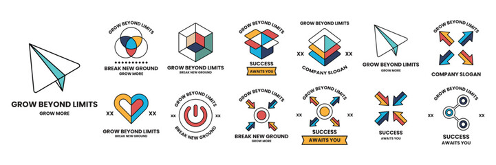 Aufkleber - Set of illustrations in the concept of business equipment in a line style
