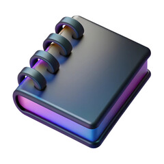 Poster - 3d rendered notebook with modern metallic finish and vibrant colorful accents on black backdrop
