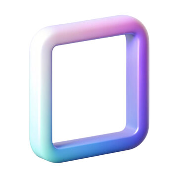 3d rendered square frame with gradient color and soft edges against black backdrop