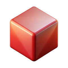 Fototapete - A vibrant glossy red cube isolated on a black background graphic design element