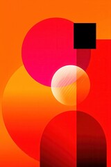 Poster - Abstract orange composition with geometric shapes and vibrant gradients