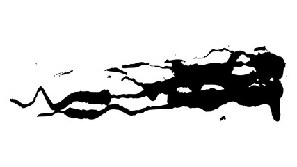 Poster - Black Ink Wave on Transparent Backdrop Artistic Paint Swirl Design Element Isolated