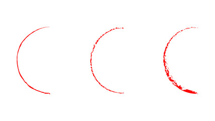 Leinwandbilder - Three Red Crescent Shapes on Transparent Backdrop Artistic Brush Strokes Design Element