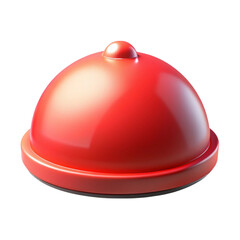 Poster - Glossy red service bell isolated on black background for restaurant announcements and alerts