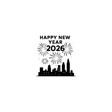 Happy new year 2026 text design 
