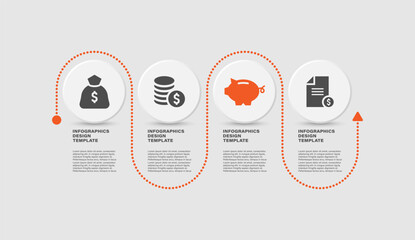 Poster - 4 processes marketing and finance infographics layout. Infographic design template with icons and text