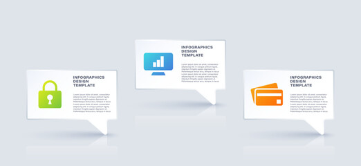 Poster - Speech bubble modern infographic template design. Three steps, options or processes infographic layout with icons