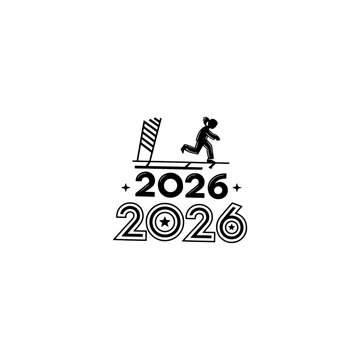 Happy new year 2026 minimalist design silhouettes 