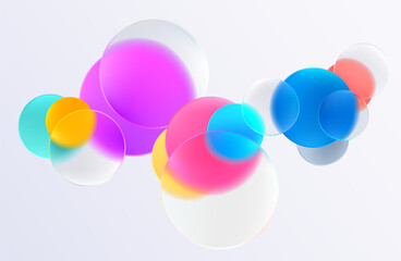 Fototapete - Colored and glass circles and balls. Abstract light geometric background.