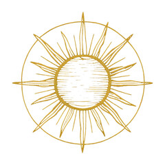 png golden sunburst celestial illustration