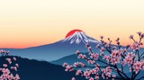 mt fuji and cherry blossoms