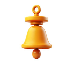 Poster - Isolated yellow bell with a clapper hanging down view on transparent background