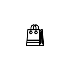 Poster - A minimalist icon depicting a shopping bag with handles and horizontal lines