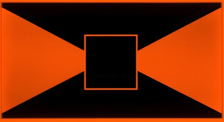 Aufkleber - Abstract design featuring black and orange geometric shapes with a square in the center framed in orange