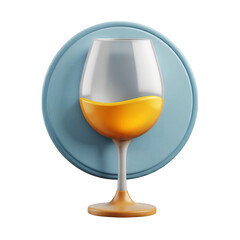 Poster - A stylized image of a wine glass filled with liquid against a blue circular backdrop on transparent background