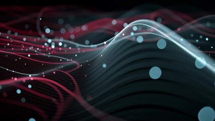 Poster - Pulsating Abstract Background with High-Tech Elements and Data Streams in Vibrant Colors