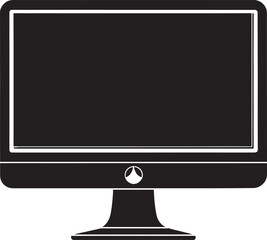 Poster - Black computer monitor silhouette with white outline and stand desktop screen