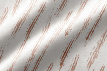 Aufkleber - Soft beige ikat lines form abstract top border on white fabric, creating calm and minimal textile pattern with gentle shadows and natural woven texture